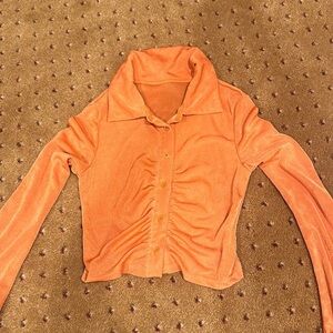 Orange Long Sleeve Crop Top